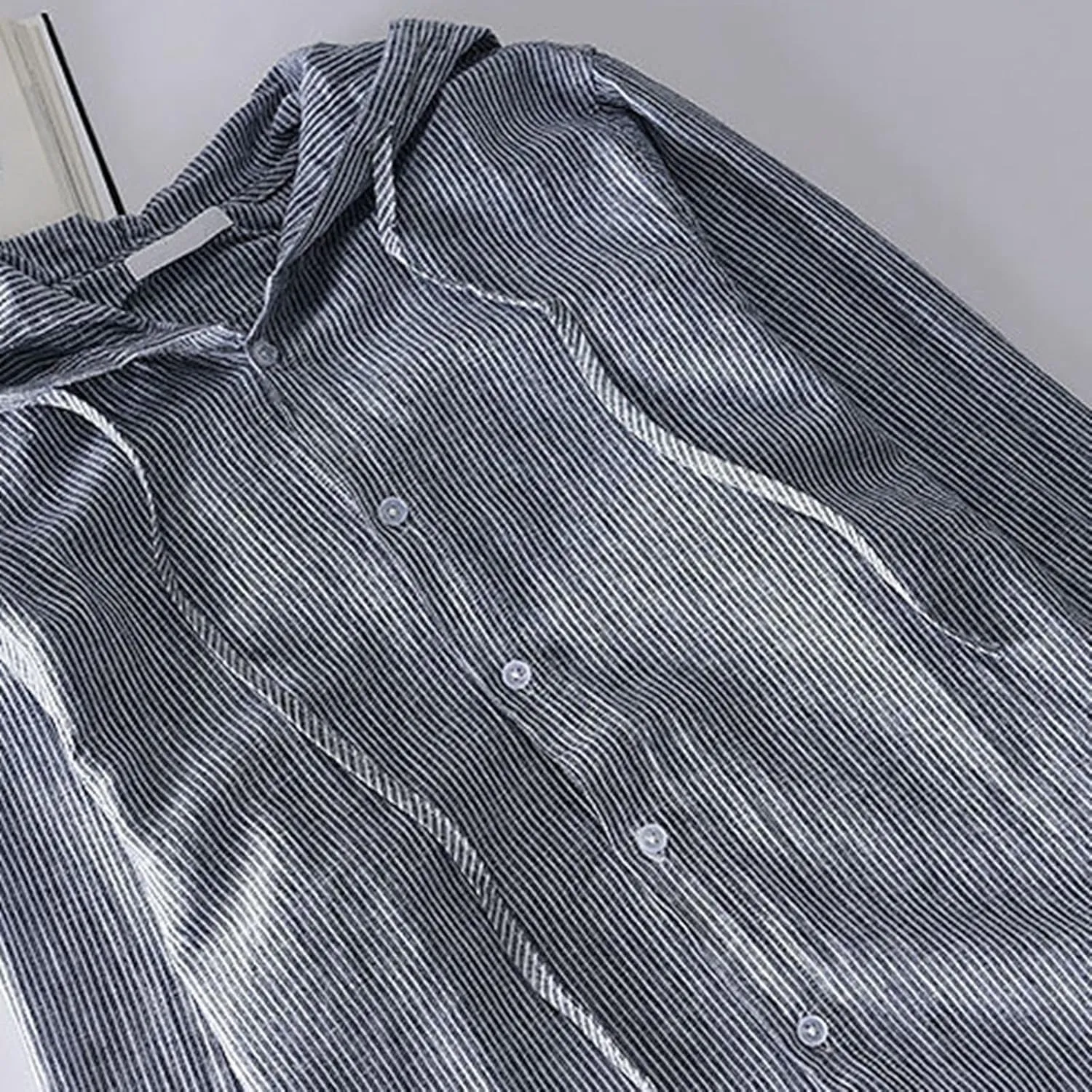Spring and Summer New Men's Loose Fashion Sunscreen Hooded Long Sleeve Solid Color Linen Shirt Floral Sleeve Men Shirt
