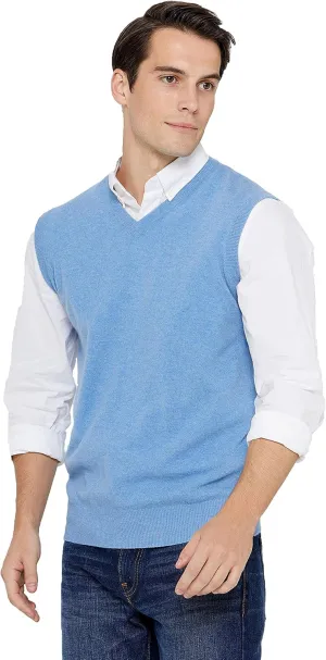 State Cashmere Mens Classic Sleeveless Sweater Vest 100% Pure Cashmere V-Neck Style Pullover