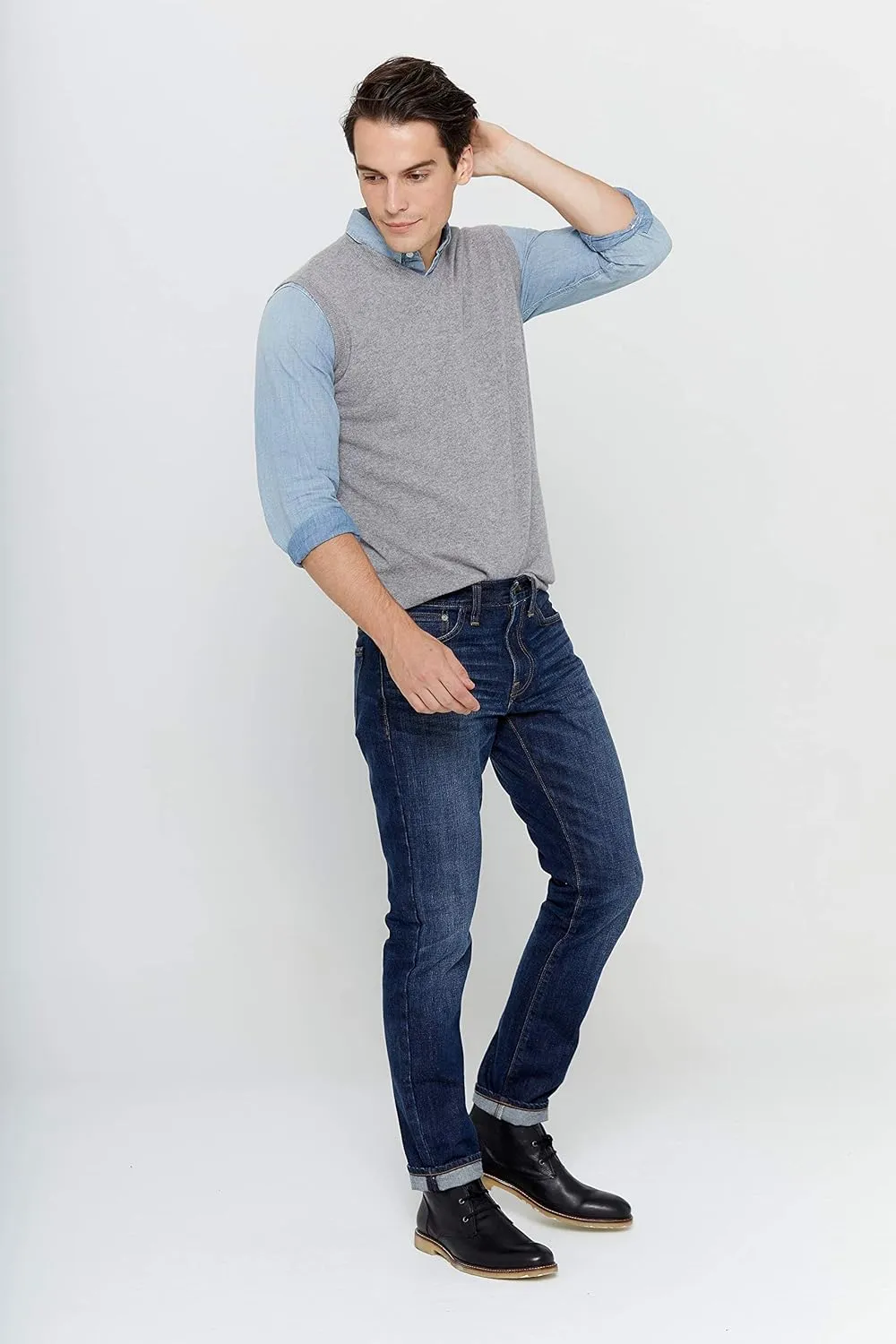 State Cashmere Mens Classic Sleeveless Sweater Vest 100% Pure Cashmere V-Neck Style Pullover