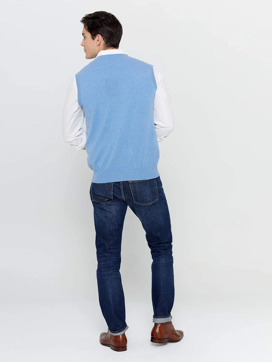State Cashmere Mens Classic Sleeveless Sweater Vest 100% Pure Cashmere V-Neck Style Pullover