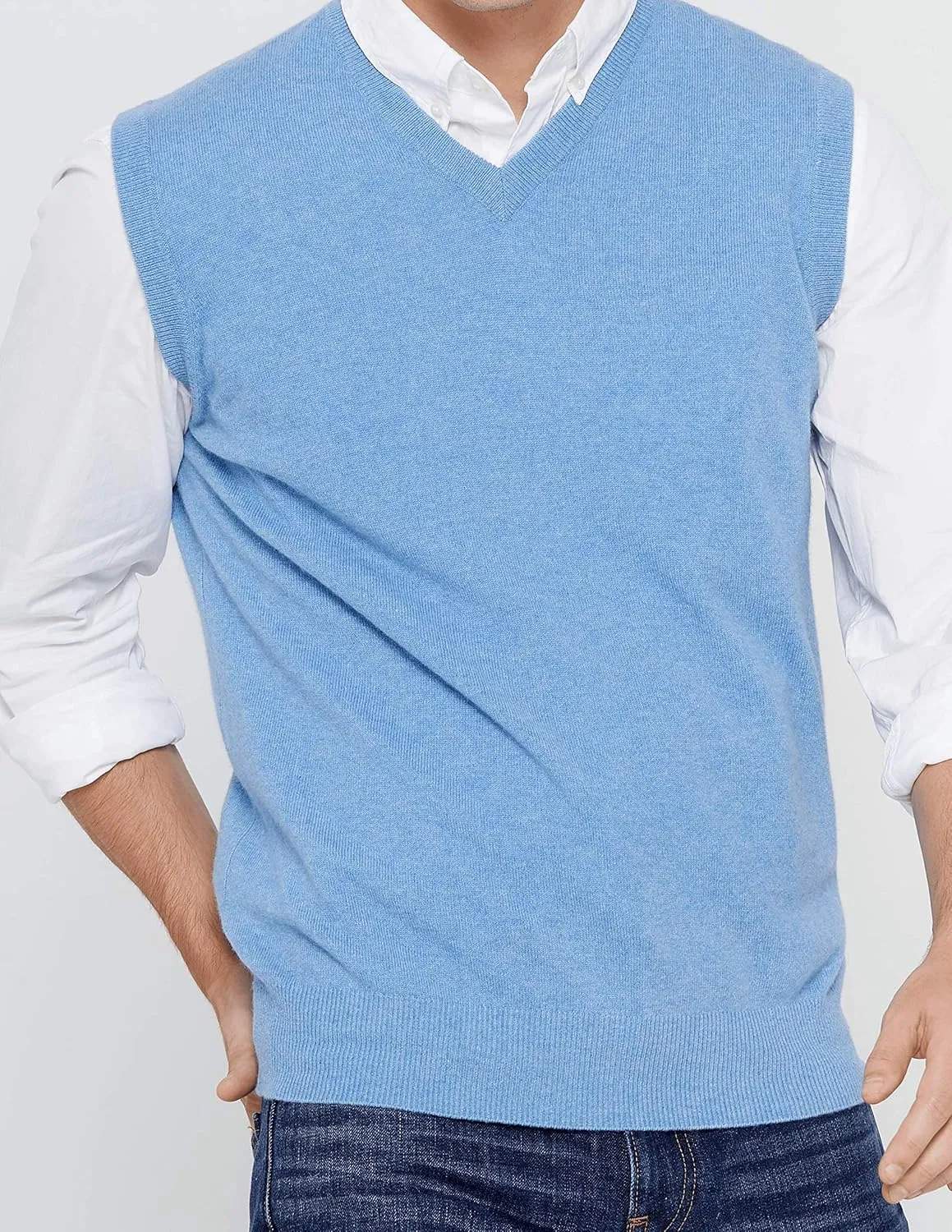 State Cashmere Mens Classic Sleeveless Sweater Vest 100% Pure Cashmere V-Neck Style Pullover