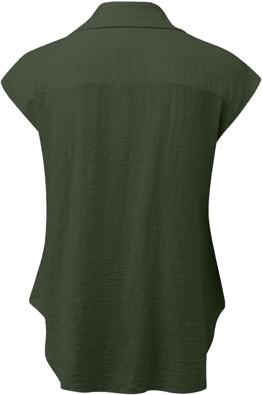 Summer Womens Button Down Cotton Linen Shirts V Neck Cap Sleeve Tank Blouses Loose Collared Shirt Casual Work Tops