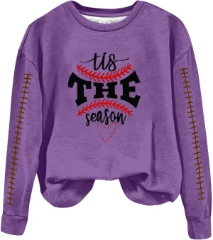 Sweatshirt For Women Fashion Basball Pullover Tops Crewneck Sweat Shirt Fall Winter Long Sleeve Casual Y2K Sweater Shirt