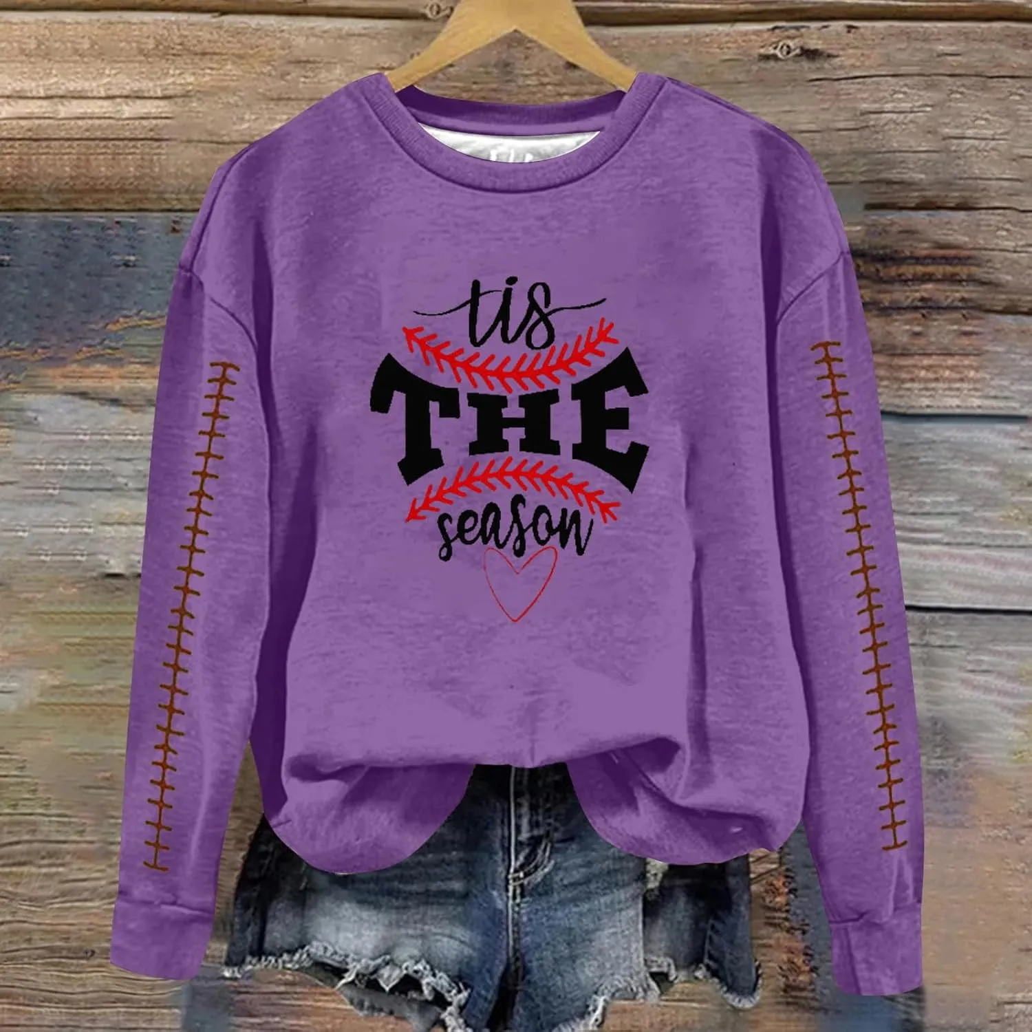 Sweatshirt For Women Fashion Basball Pullover Tops Crewneck Sweat Shirt Fall Winter Long Sleeve Casual Y2K Sweater Shirt