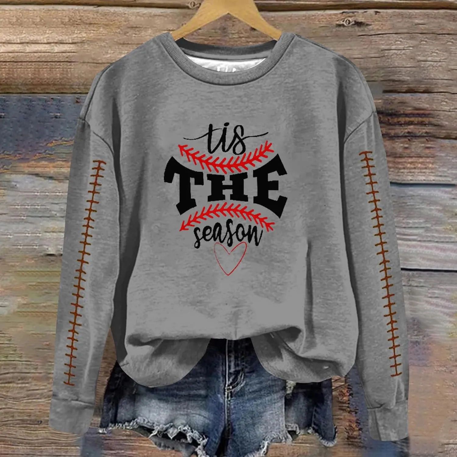 Sweatshirt For Women Fashion Basball Pullover Tops Crewneck Sweat Shirt Fall Winter Long Sleeve Casual Y2K Sweater Shirt