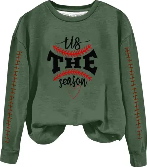 Sweatshirt For Women Fashion Basball Pullover Tops Crewneck Sweat Shirt Fall Winter Long Sleeve Casual Y2K Sweater Shirt
