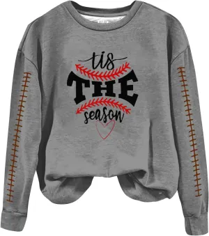 Sweatshirt For Women Fashion Basball Pullover Tops Crewneck Sweat Shirt Fall Winter Long Sleeve Casual Y2K Sweater Shirt
