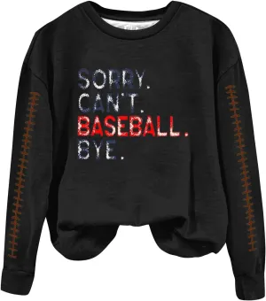 Sweatshirt For Women Fashion Basball Pullover Tops Crewneck Sweat Shirt Fall Winter Long Sleeve Casual Y2K Sweater Shirt