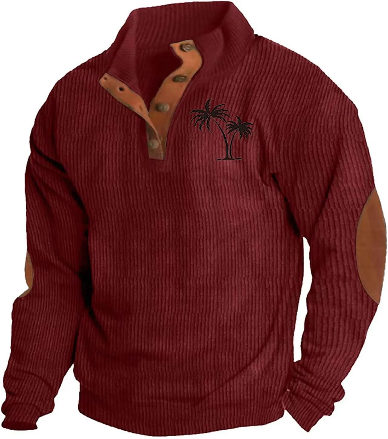 Sweatshirts For Men 1/4 Button Up Shirts Long Sleeve Pullovers Outdoor Casual Pullover Tops Elbow Fashion Patches