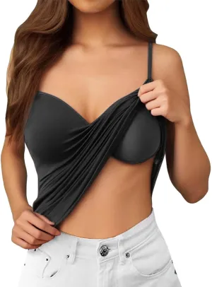 Tank Top for Women Wtih Shelf Bra Spaghetti Straps Camisole Basic Padded Cotton Cami Shirts