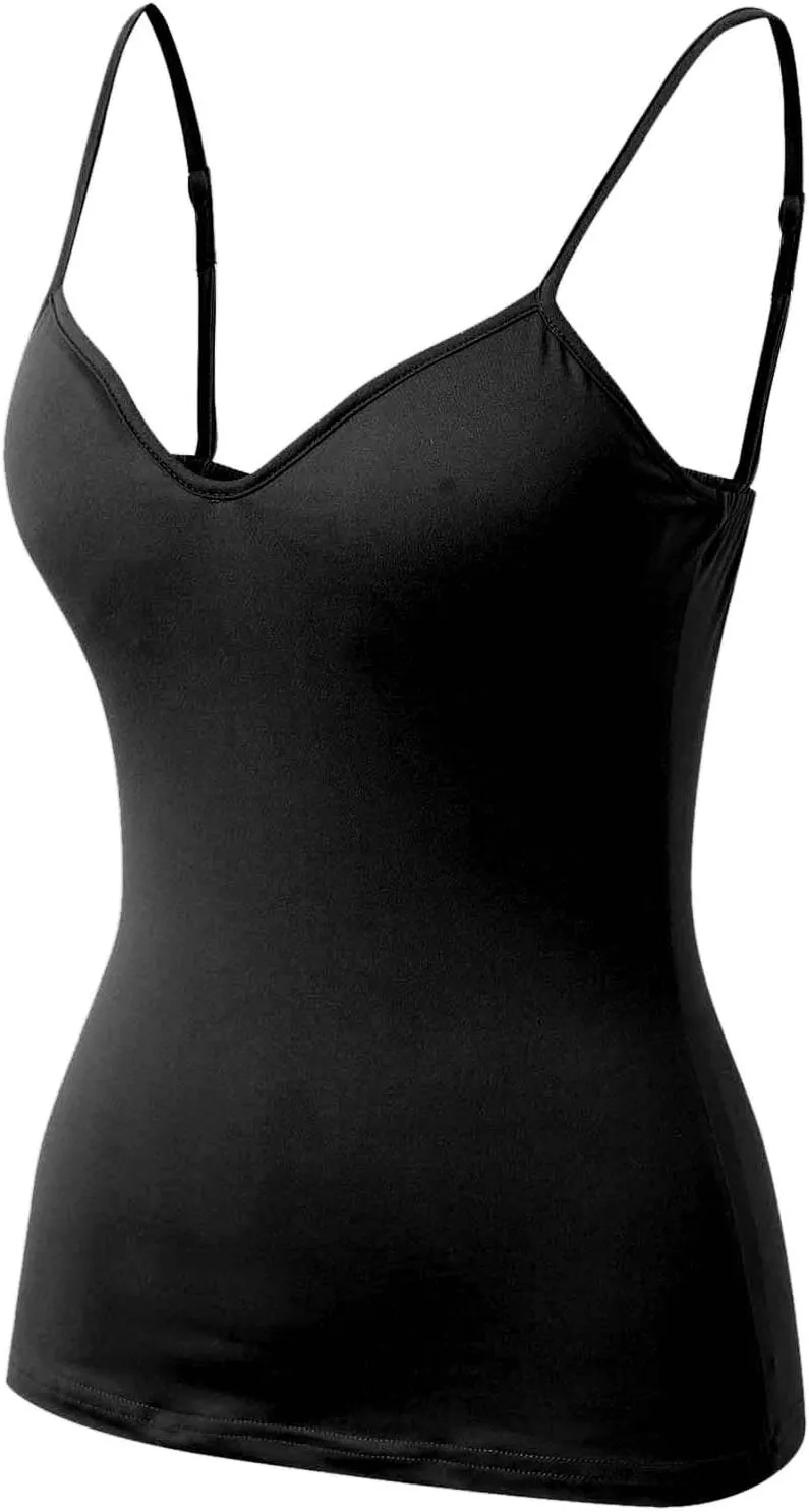 Tank Top for Women Wtih Shelf Bra Spaghetti Straps Camisole Basic Padded Cotton Cami Shirts