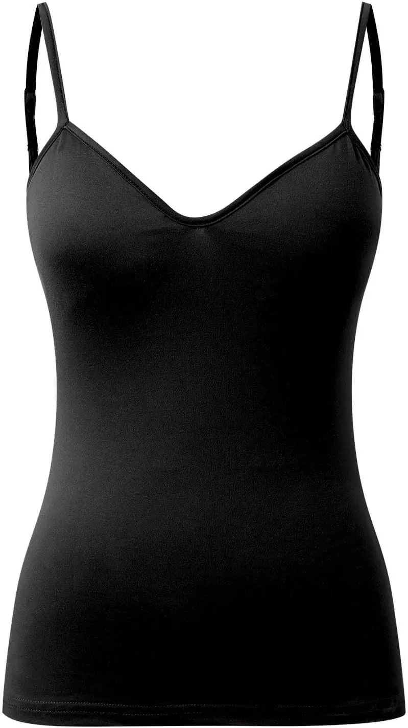 Tank Top for Women Wtih Shelf Bra Spaghetti Straps Camisole Basic Padded Cotton Cami Shirts