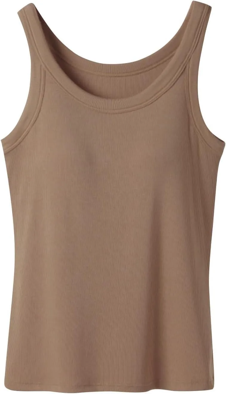 Tank Top with Built in Bra for Women Summer Casual Camisoles Basic Shirts Racerback Ribbed Fitted Tanks Cami Tops