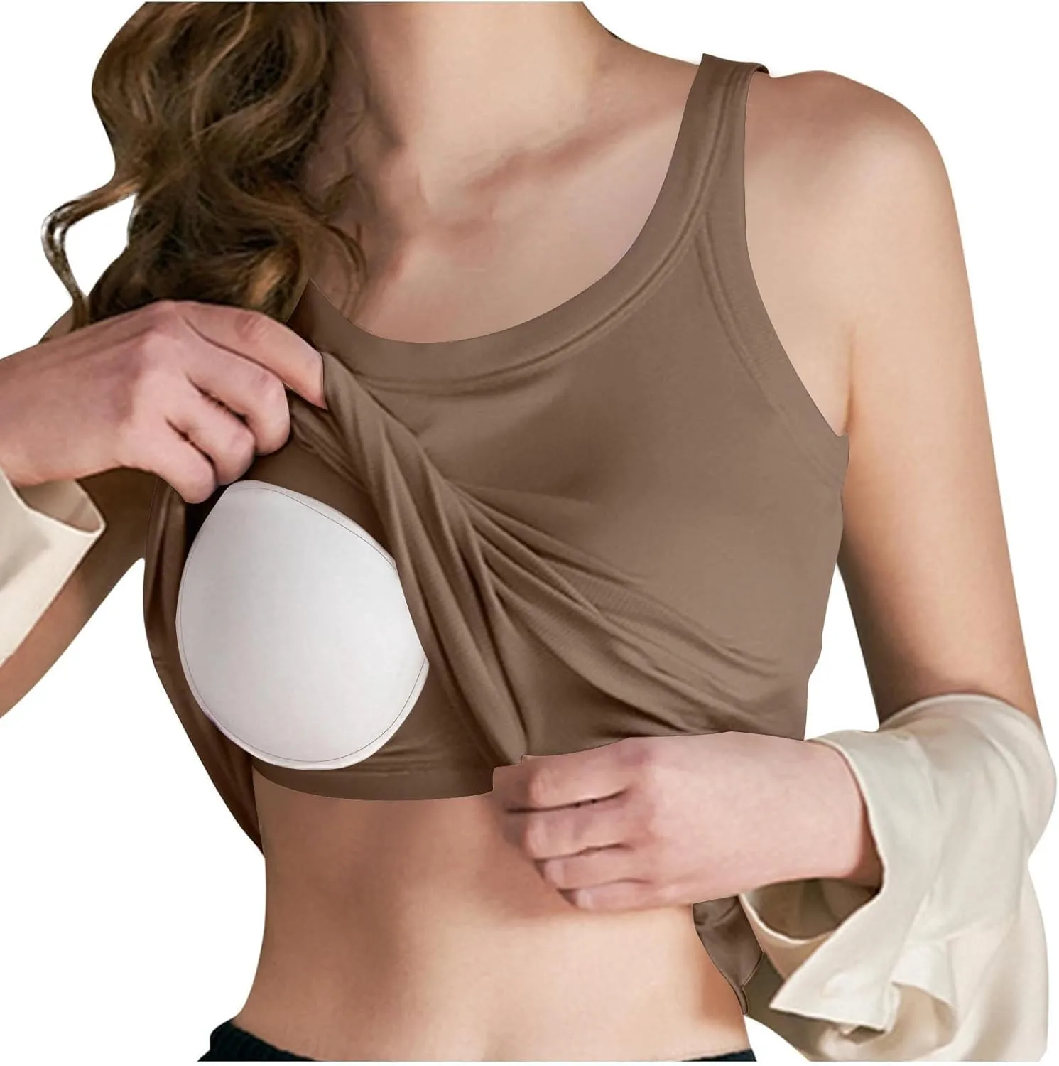 Tank Top with Built in Bra for Women Summer Casual Camisoles Basic Shirts Racerback Ribbed Fitted Tanks Cami Tops