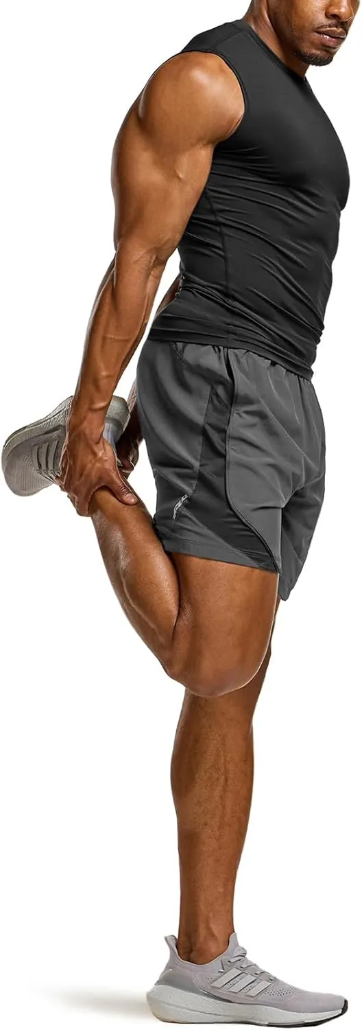 TSLA Men's Active Running Shorts, Training Exercise Workout Shorts, Quick Dry Gym Athletic Performance Shorts with Pockets