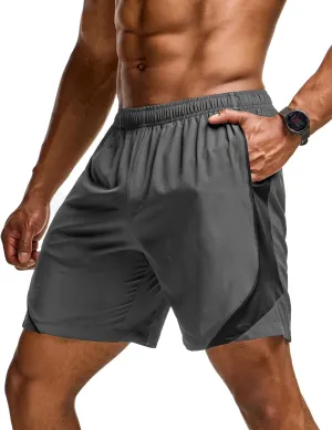 TSLA Men's Active Running Shorts, Training Exercise Workout Shorts, Quick Dry Gym Athletic Performance Shorts with Pockets