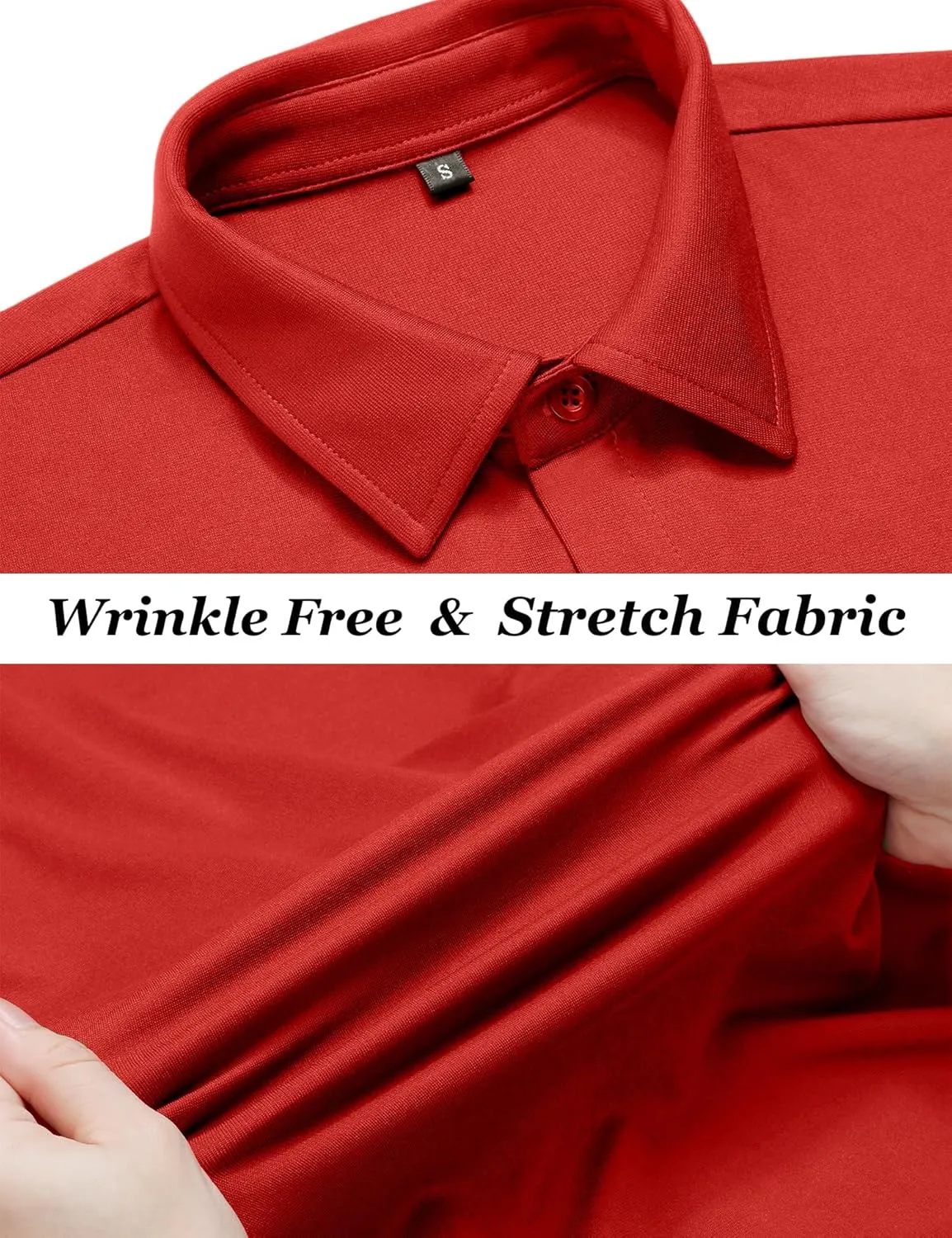 URRU Men's Muscle Dress Shirts Slim Fit Stretch Wrinkle Free Short Sleeve Casual Button Down Shirts