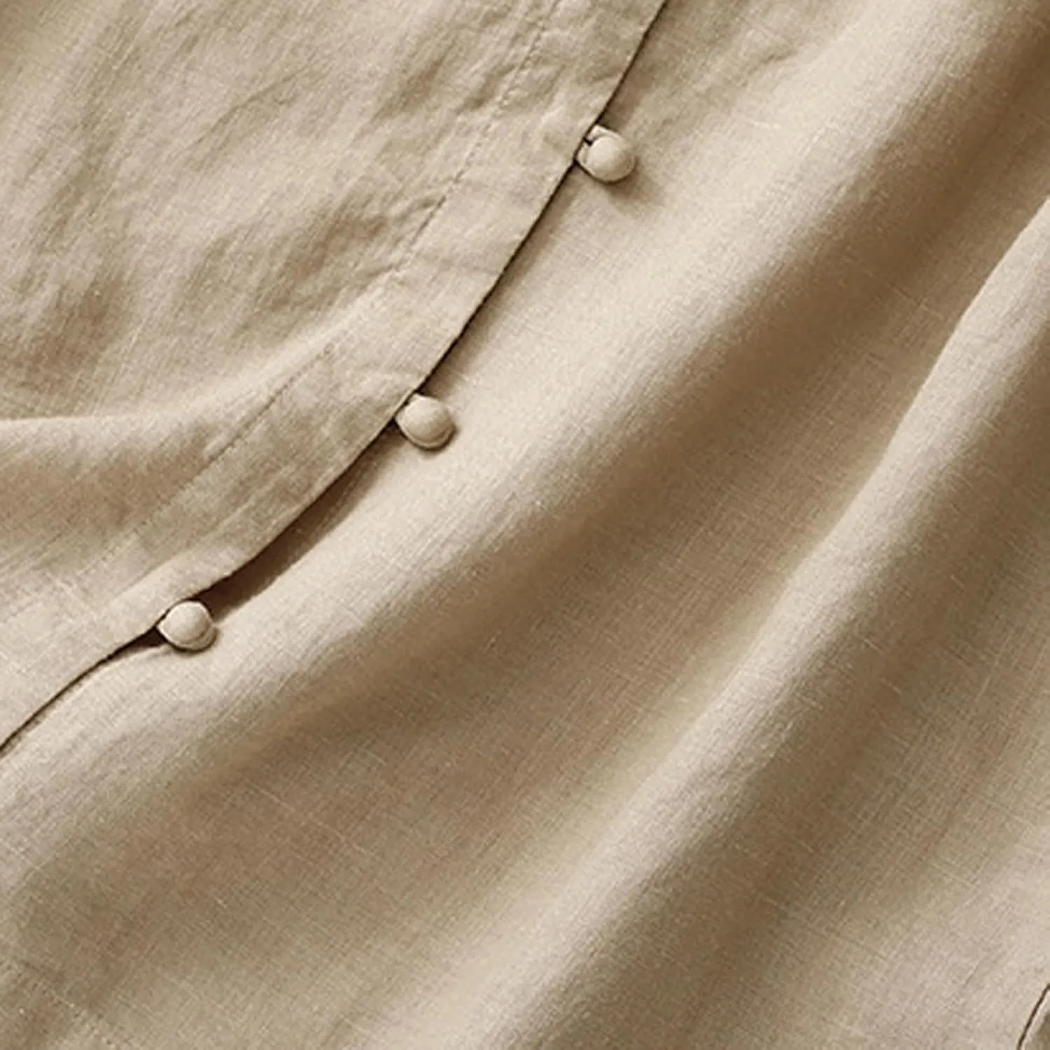 Vintage Chinese Frog Button Cotton Linen Tops Women 2024 Fashion Crew Neck Short Sleeve Boho Loose Casual Summer Shirts