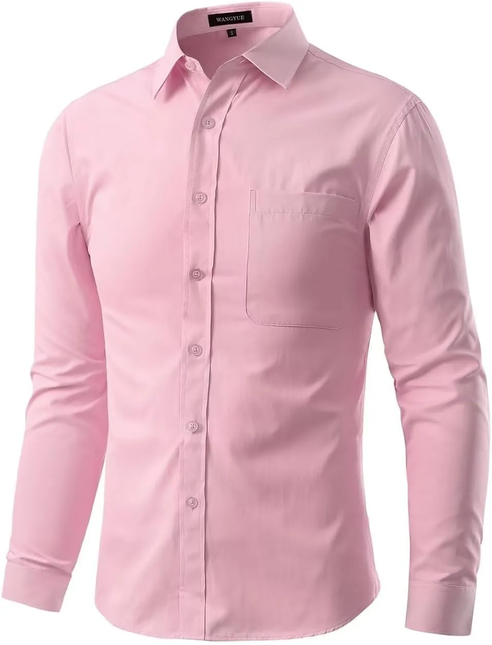 Wangyue Dress Shirts for Men Slim Fit Long Sleeve Casual Button Down Shirts Formal Dress Shirts with Pockets