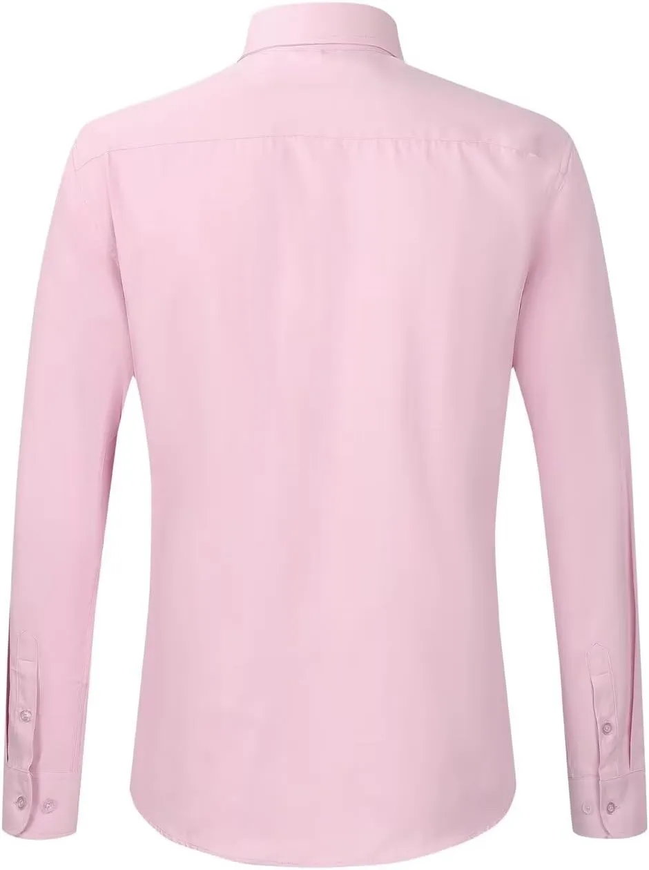 Wangyue Dress Shirts for Men Slim Fit Long Sleeve Casual Button Down Shirts Formal Dress Shirts with Pockets