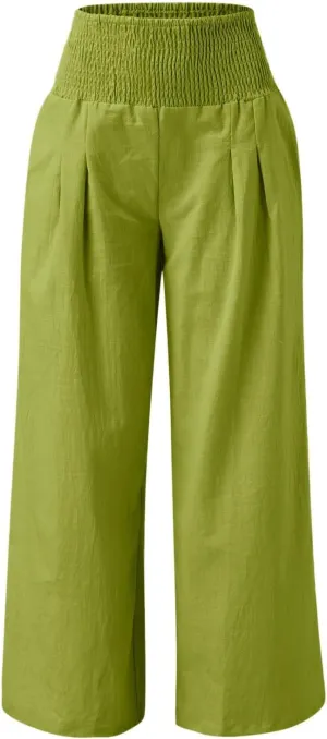Wide Leg Pants for Women with Pockets Casual High Waisted Straight Leg Palazzo Pant Loose Solid Lounge Trousers