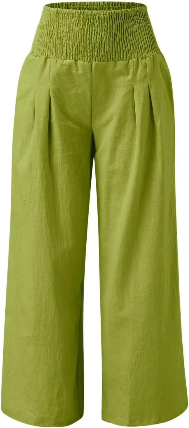 Wide Leg Pants for Women with Pockets Casual High Waisted Straight Leg Palazzo Pant Loose Solid Lounge Trousers