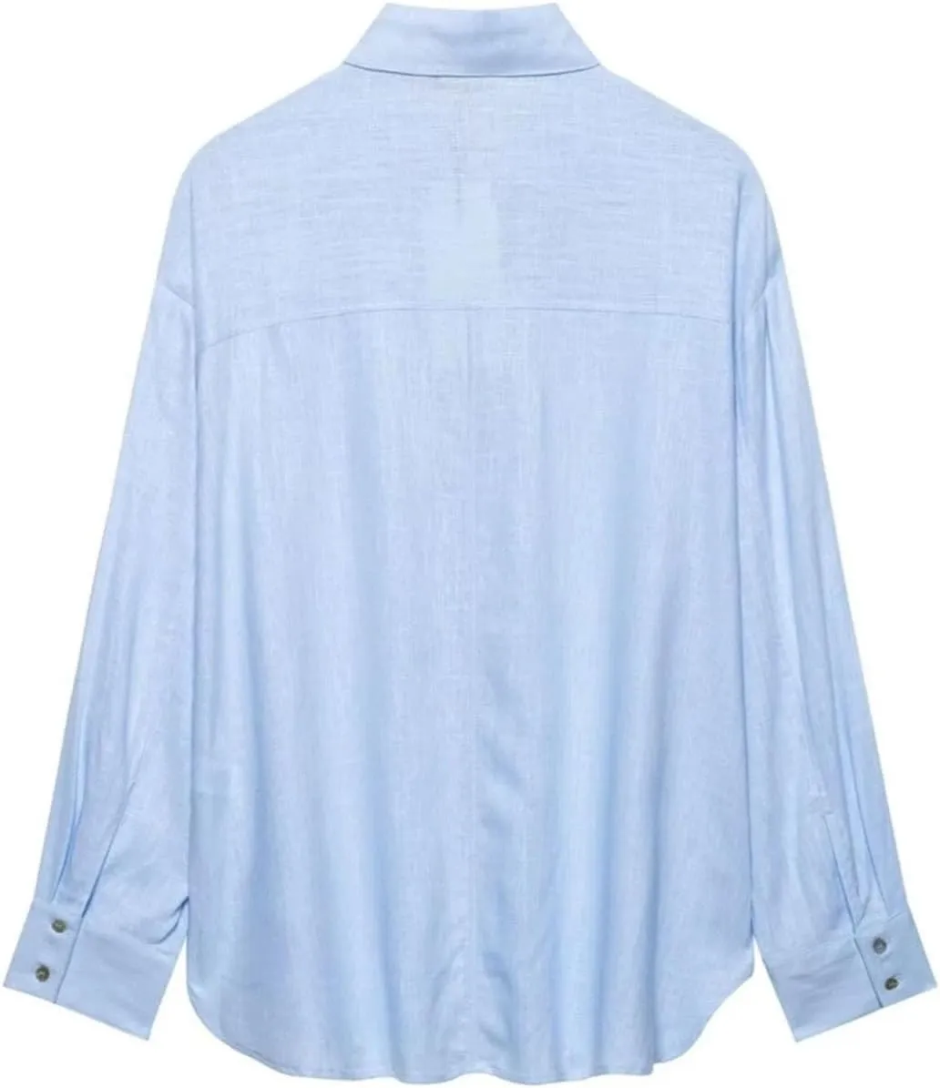 Woman Long Sleeved Shirt Slim Single Breasted Blouses