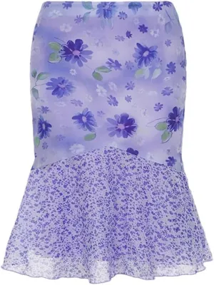 Women Elegant Floral Print Mid Skirt Vintage Casual Bodycon Long Skirts Outfits