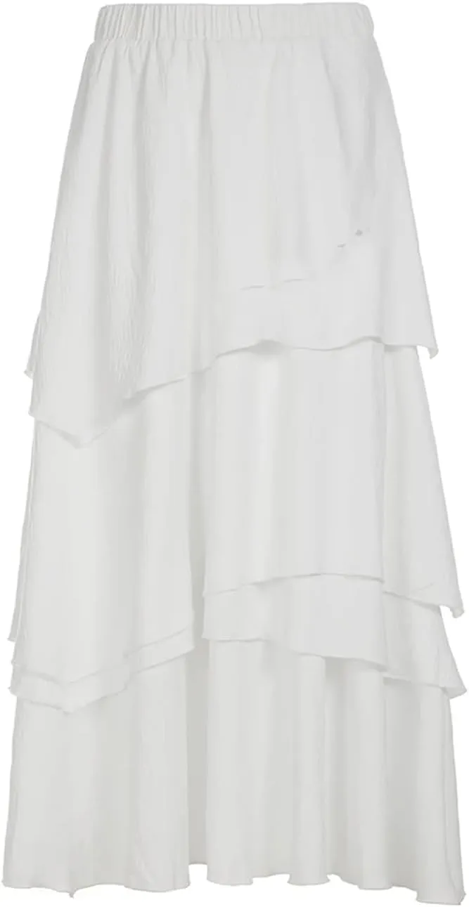 Women Elegant Multi-Layer Long Skirt Loose High Waist Skirts Vintage Outfits Holiday