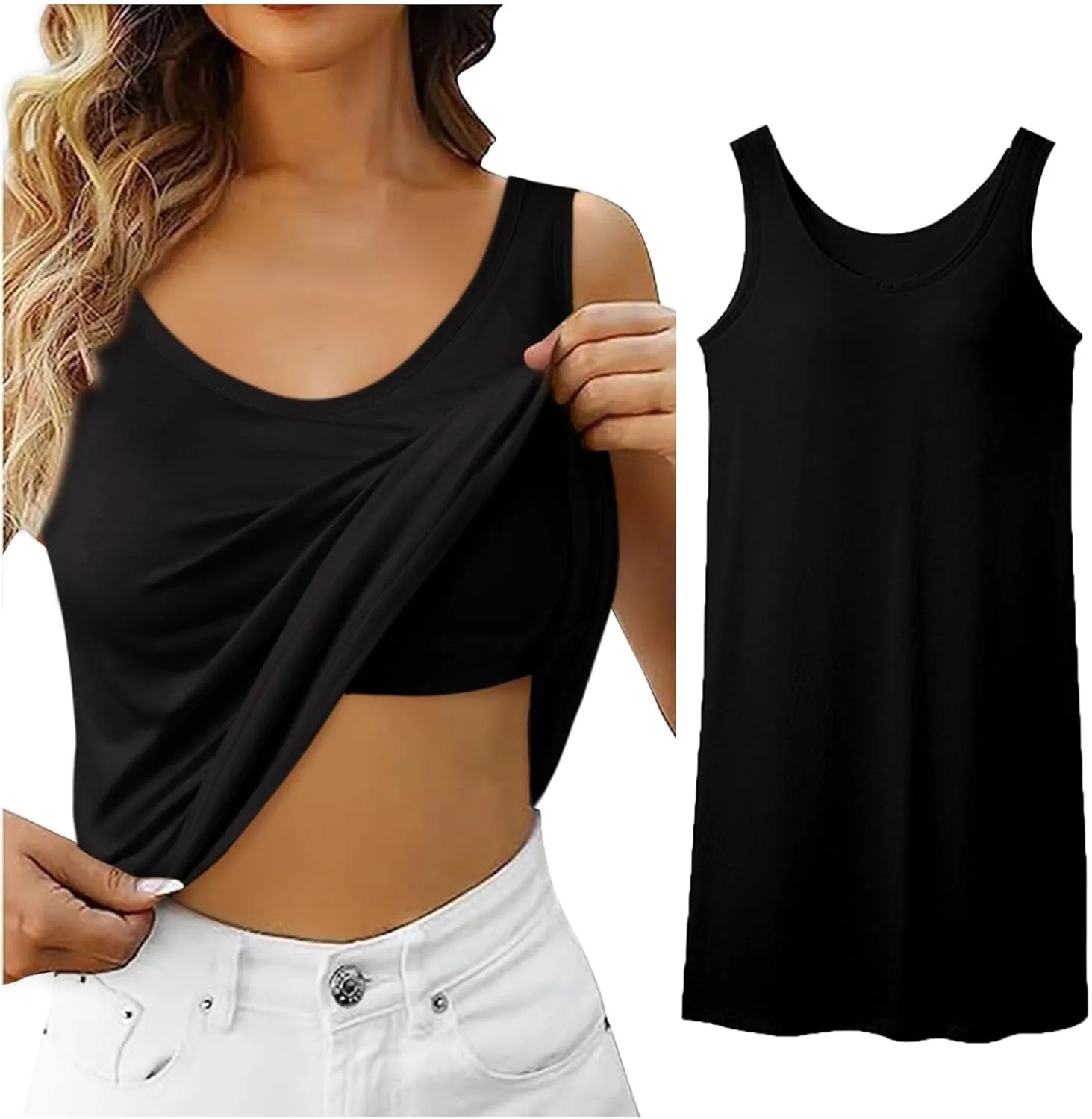 Women Shelf Bra Camisoles Tops Adjustable Spaghetti Strap Cami Tank Tops Breathable Cotton Undershirt
