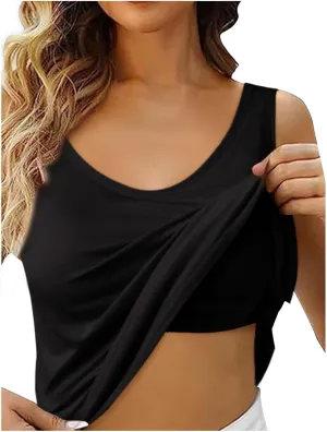 Women Shelf Bra Camisoles Tops Adjustable Spaghetti Strap Cami Tank Tops Breathable Cotton Undershirt