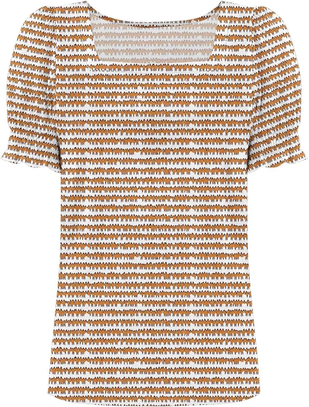 Womens Blouses Casual Trendy Square Neck Short Sleeve Printed Soft Tees Loose Lightweight Summer Lounge Hiking Shirts
