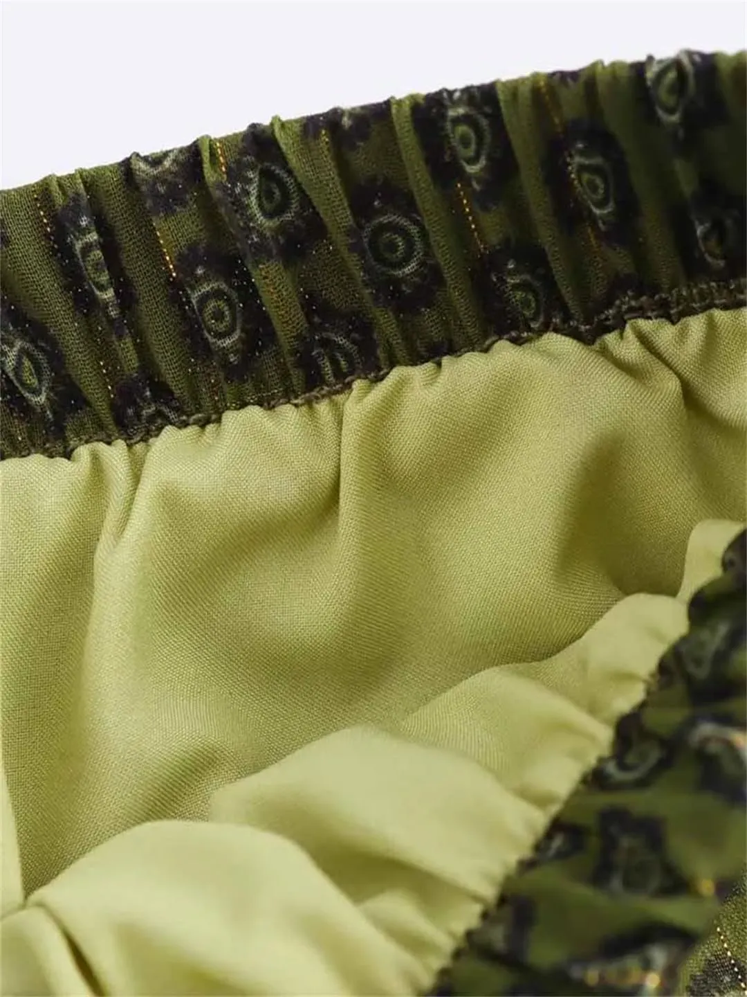 Women's Clothing Casual High Waist Metallic Color Line Print Long Skirt