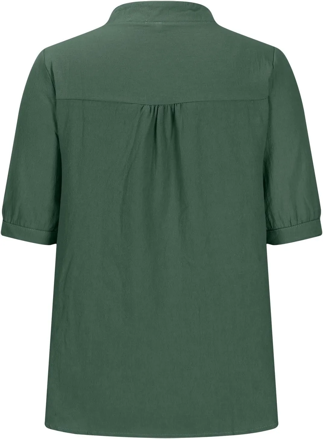 Womens Cotton Linen Summer Tops Short Sleeve Notched V Neck Tshirts Casual Loose Fit Cute Tees Soft Cmofy Shirts