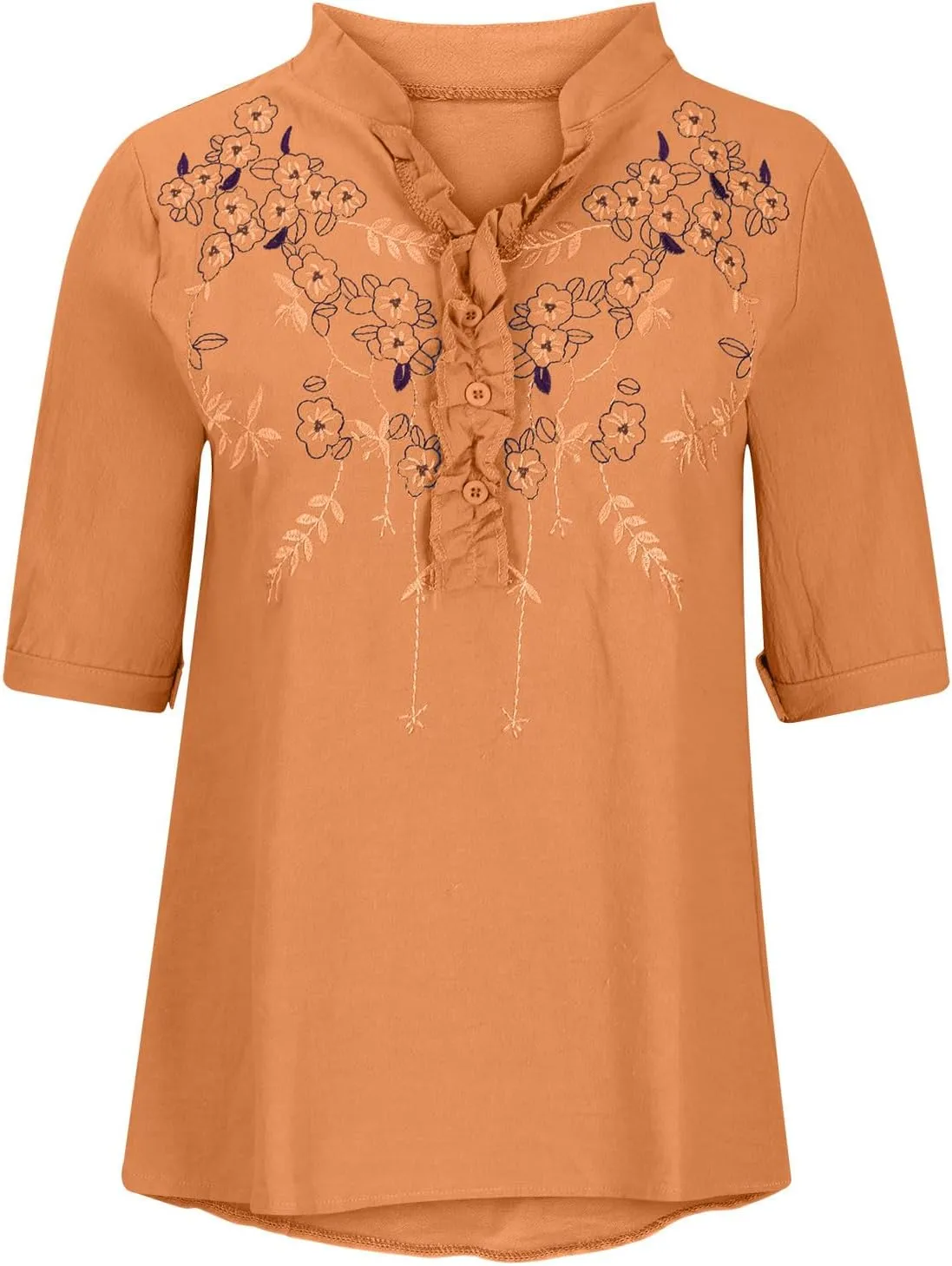 Womens Cotton Linen Summer Tops Short Sleeve Notched V Neck Tshirts Casual Loose Fit Cute Tees Soft Cmofy Shirts