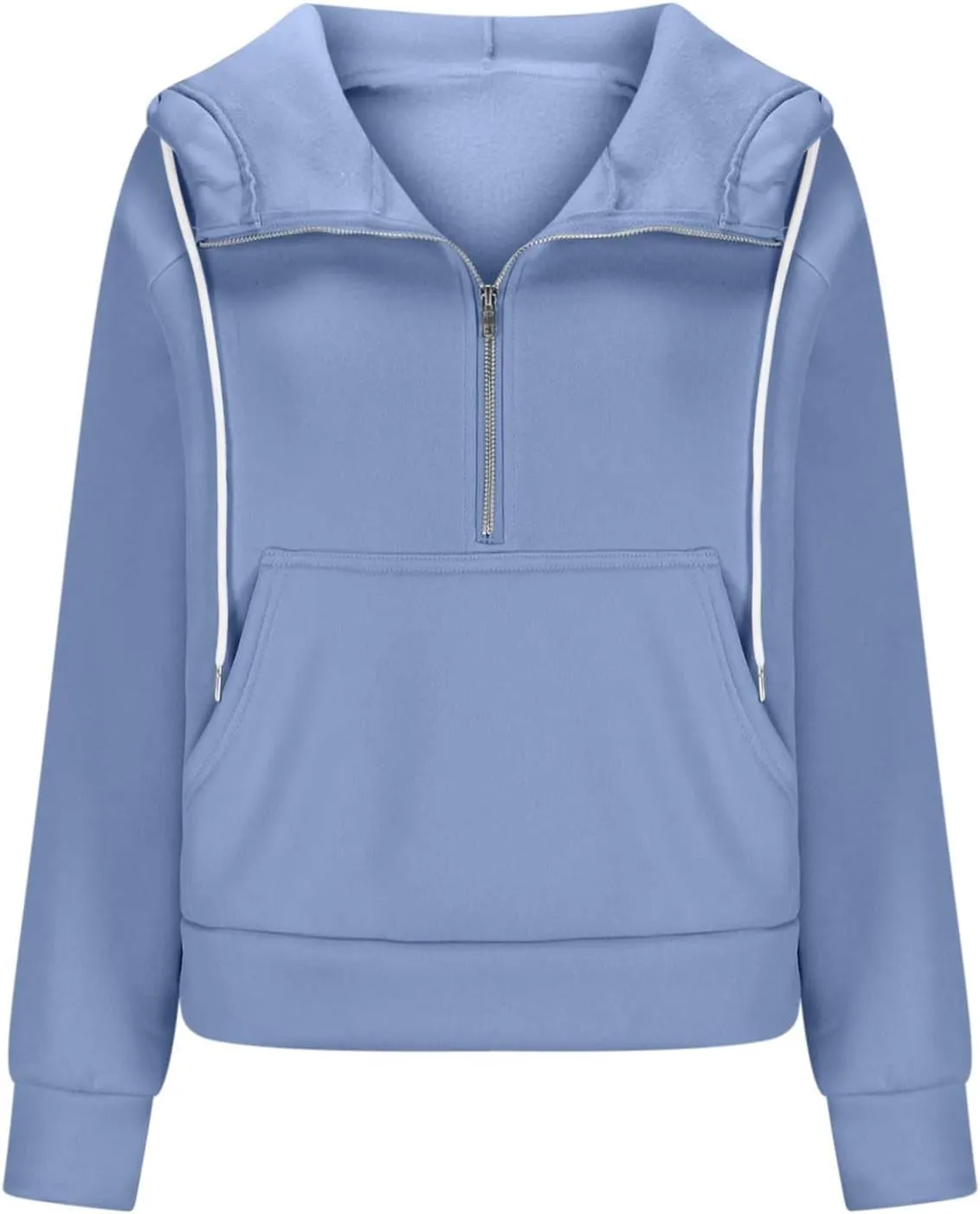 Womens Cropped Hoodies Half Zip Pullover Fall Fashion Quarter Zipper Fleece Sweatshirts 2024 Fall Outfits Thumb Hole