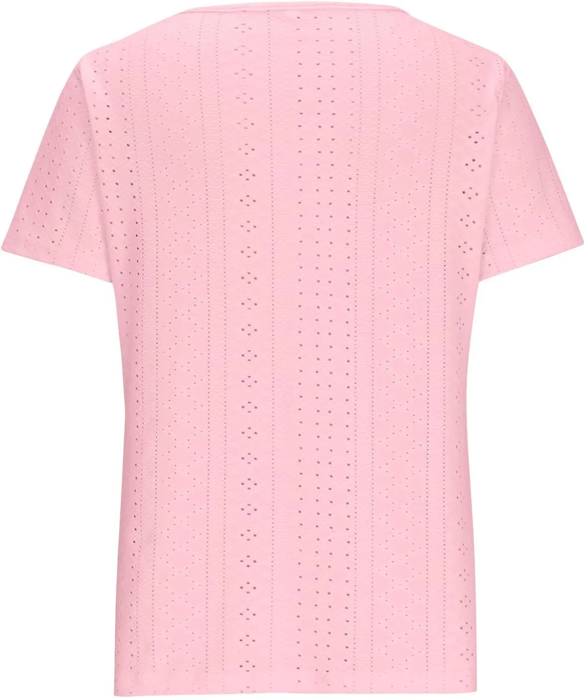 Womens Eyelet T-Shirts Sexy Scoop Neck Tops Casual Solid Short Sleeve Shirts Trendy 2024 Summer Button Tees