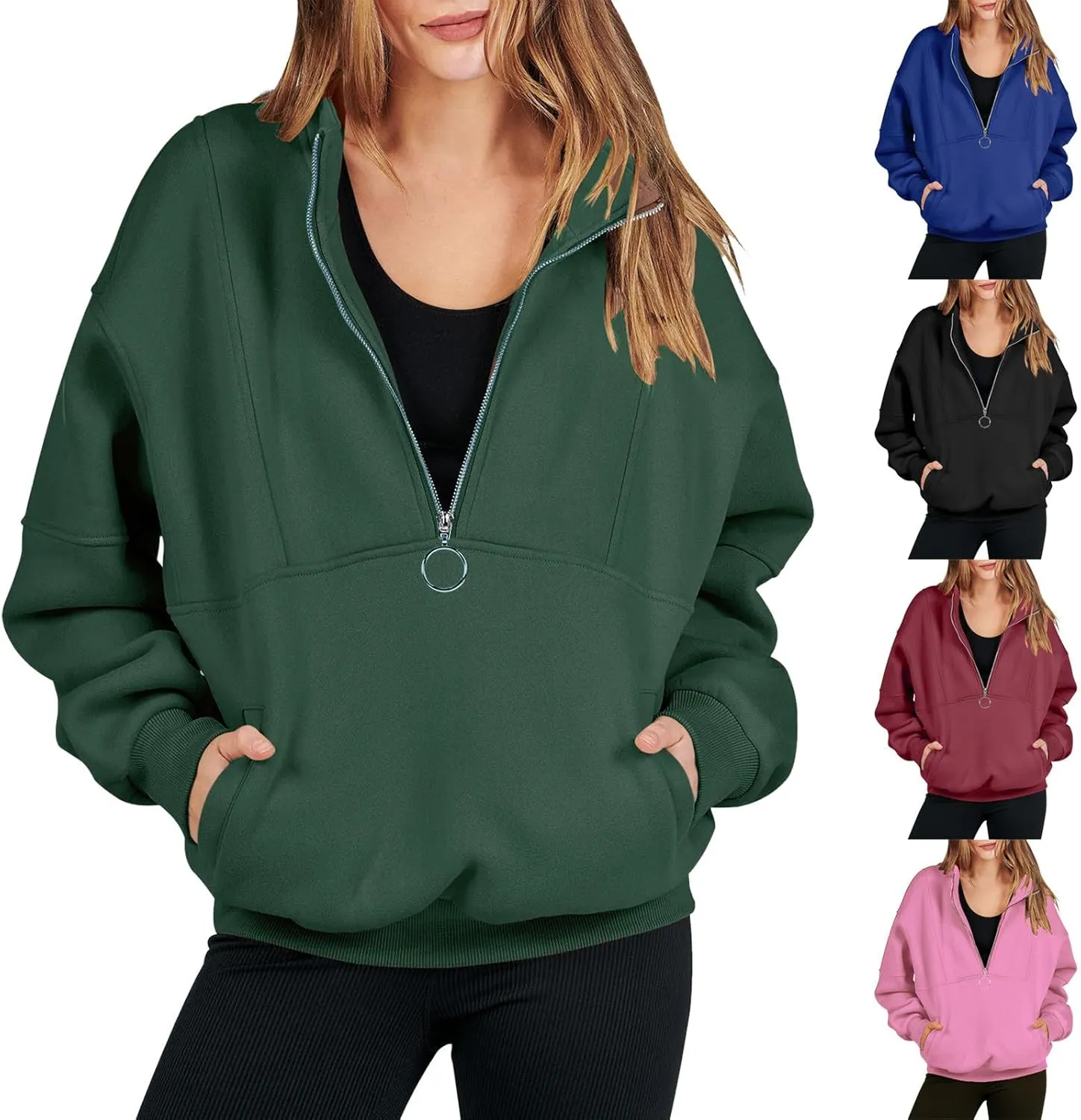 Womens Half Zip Classic Pullovers Fleece Outerwear Fashion Long Sleeve Collar Shirt Fall Outfits 2023 Winter Clothes