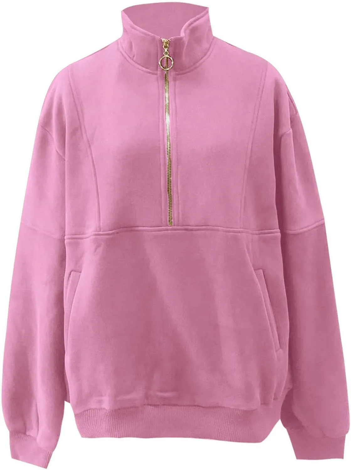 Womens Half Zip Classic Pullovers Fleece Outerwear Fashion Long Sleeve Collar Shirt Fall Outfits 2023 Winter Clothes