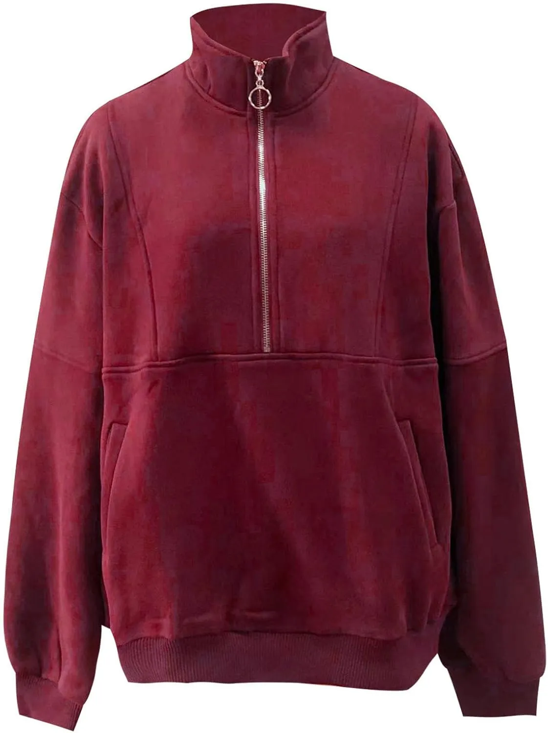 Womens Half Zip Classic Pullovers Fleece Outerwear Fashion Long Sleeve Collar Shirt Fall Outfits 2023 Winter Clothes