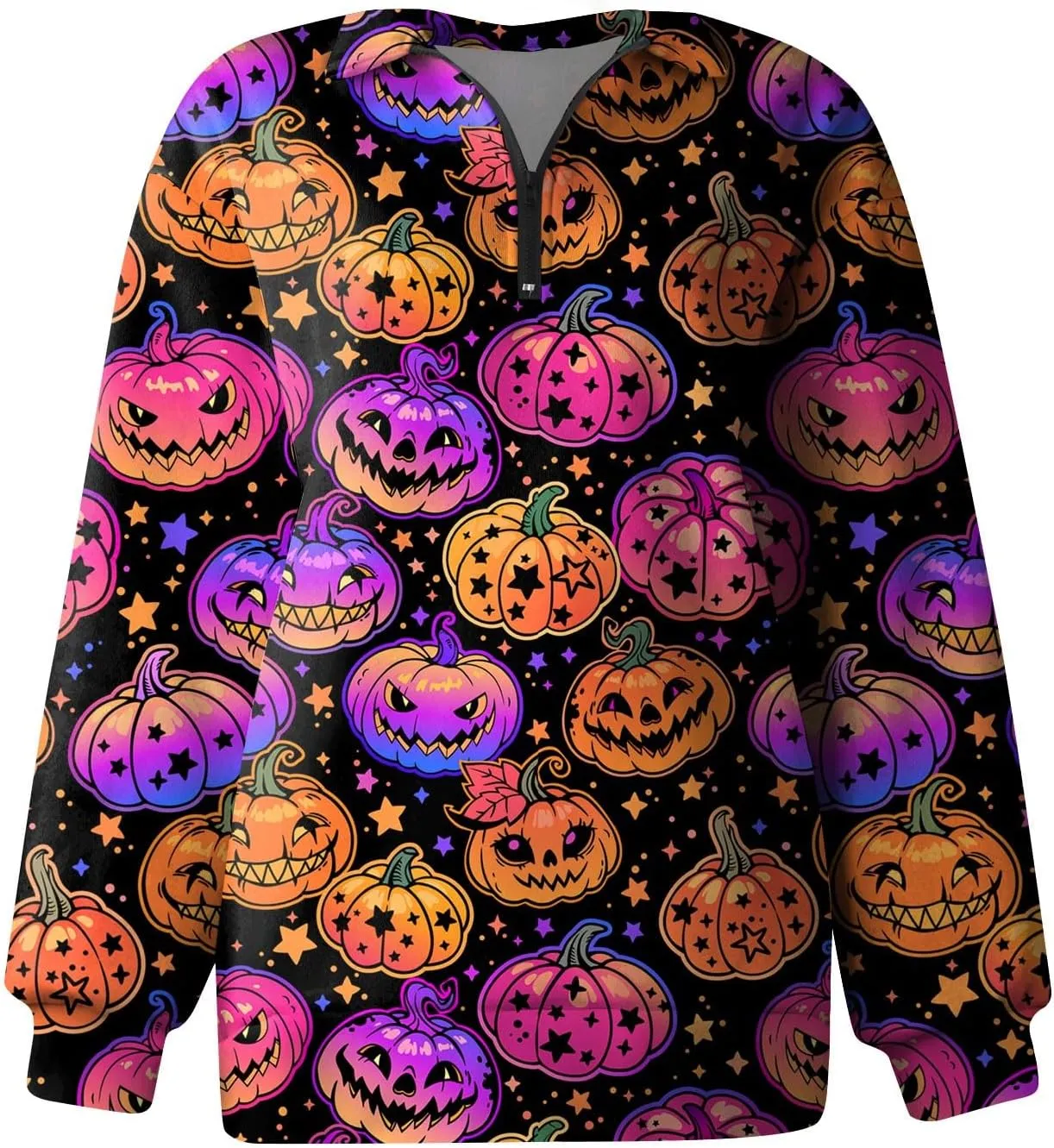 Womens Halloween Sweatshirt Fashion Half Zip I See Ghosts Pullover Casual Autumn Loose Plus Size Sweatshirt