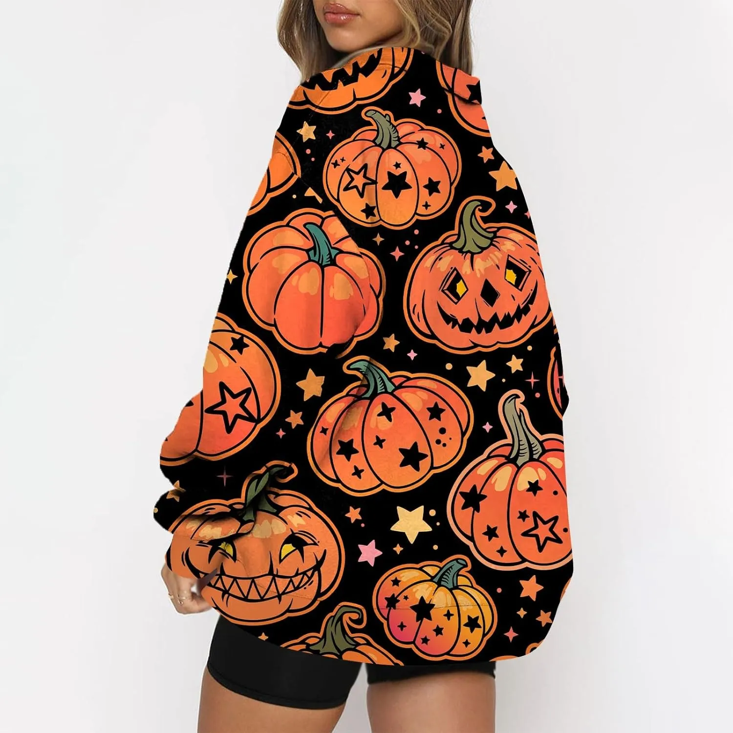 Womens Halloween Sweatshirt Fashion Half Zip I See Ghosts Pullover Casual Autumn Loose Plus Size Sweatshirt