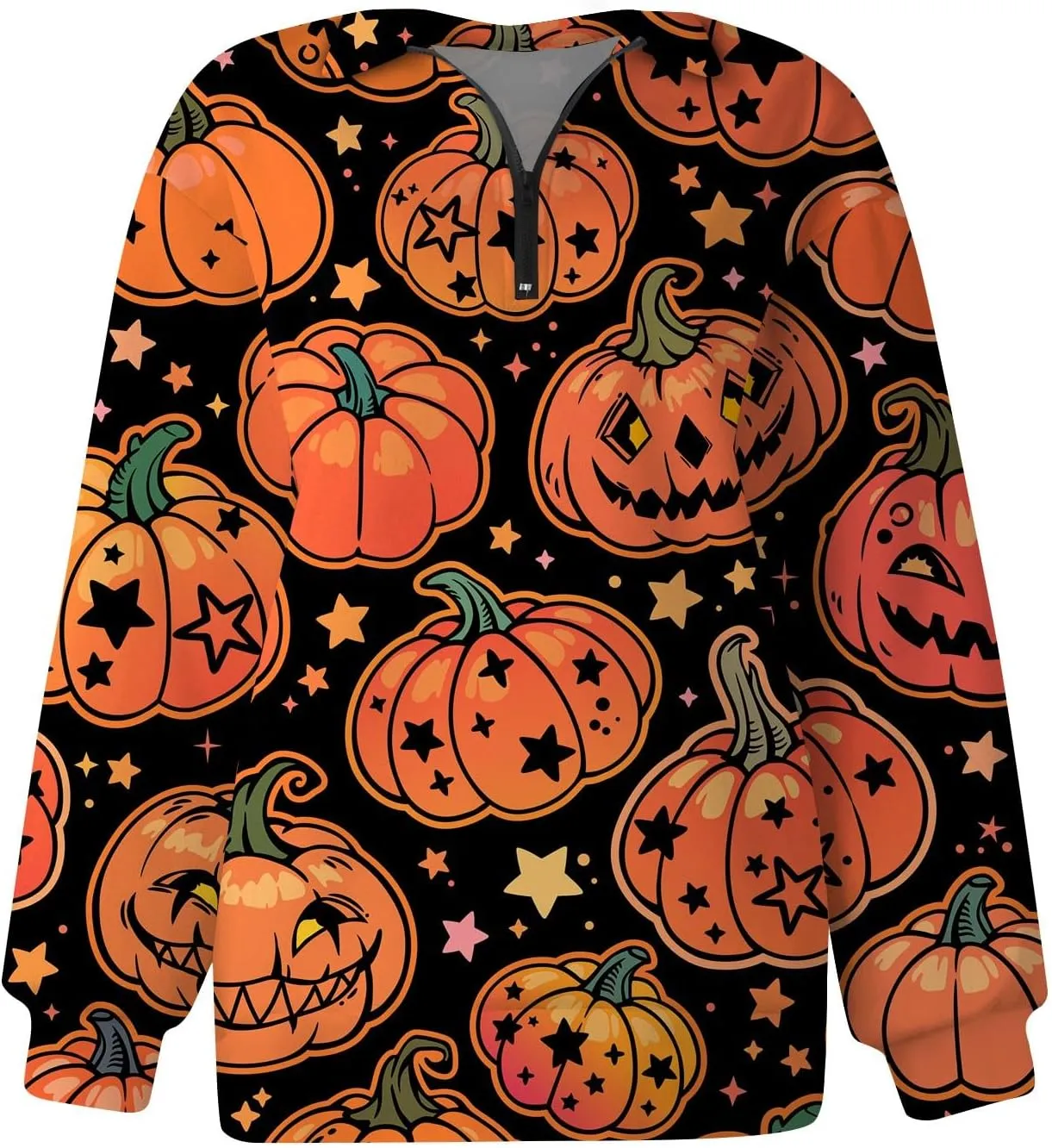 Womens Halloween Sweatshirt Fashion Half Zip I See Ghosts Pullover Casual Autumn Loose Plus Size Sweatshirt