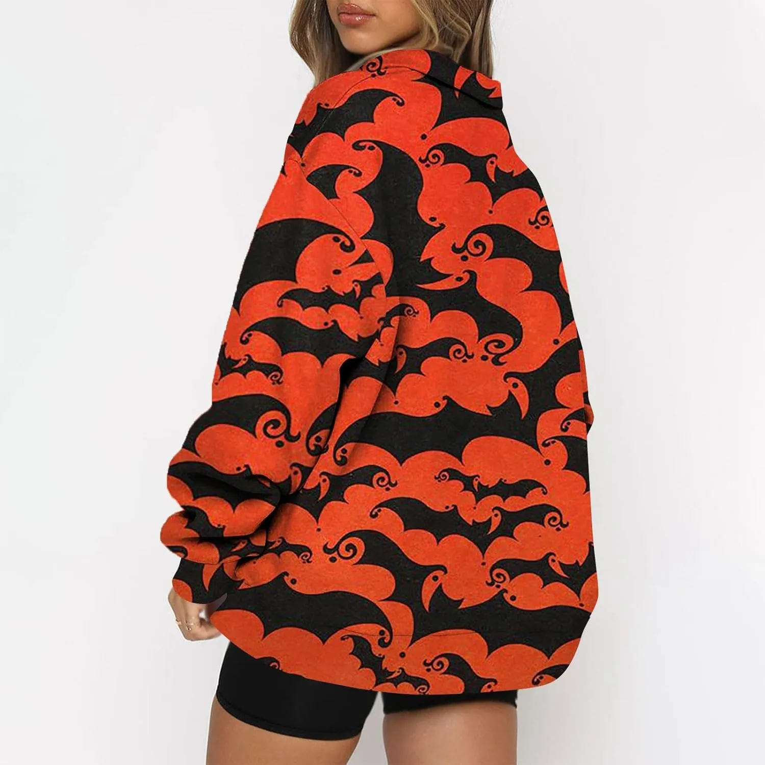 Womens Halloween Sweatshirt Fashion Half Zip I See Ghosts Pullover Casual Autumn Loose Plus Size Sweatshirt