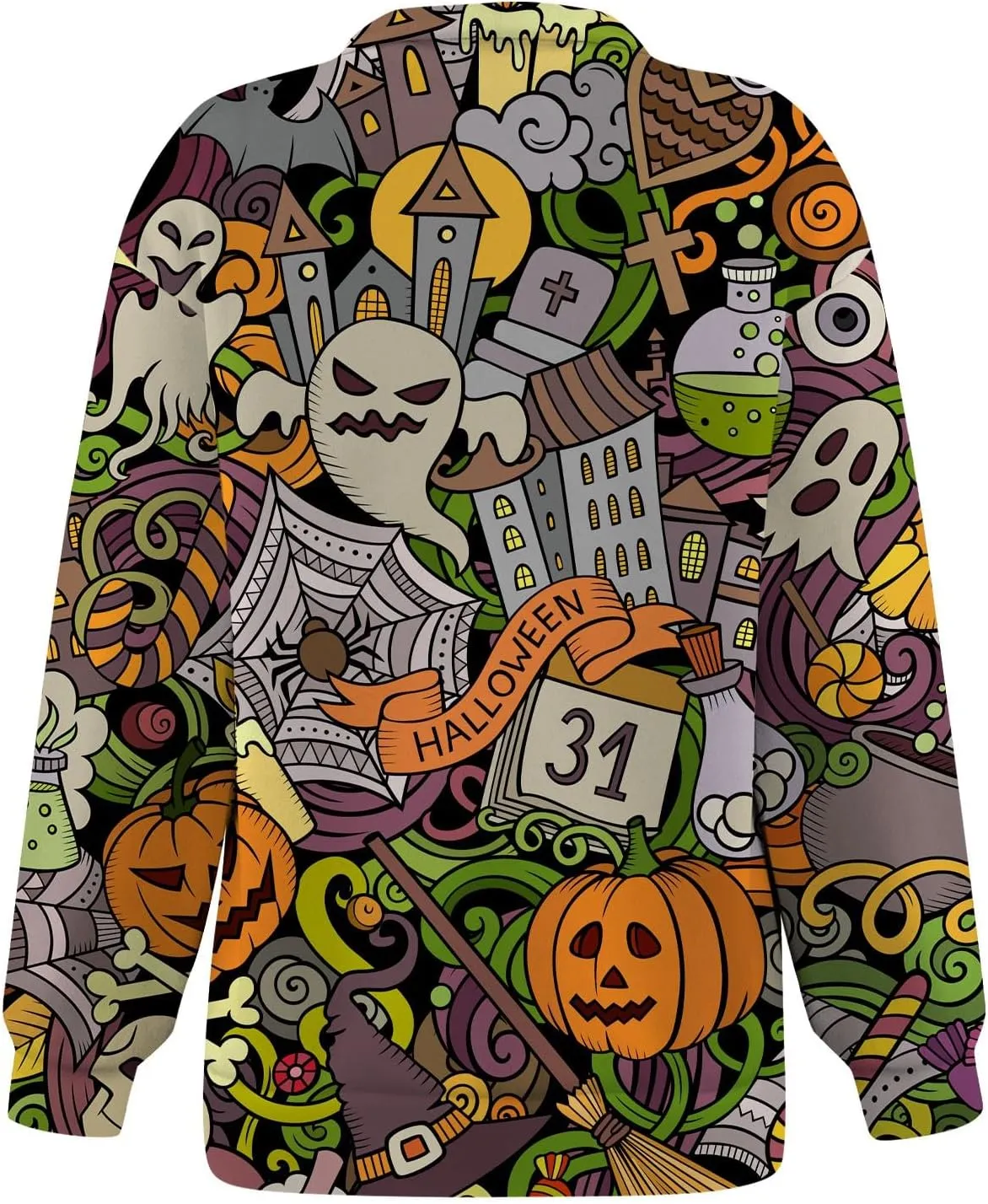 Womens Halloween Sweatshirt Fashion Half Zip I See Ghosts Pullover Casual Autumn Loose Plus Size Sweatshirt