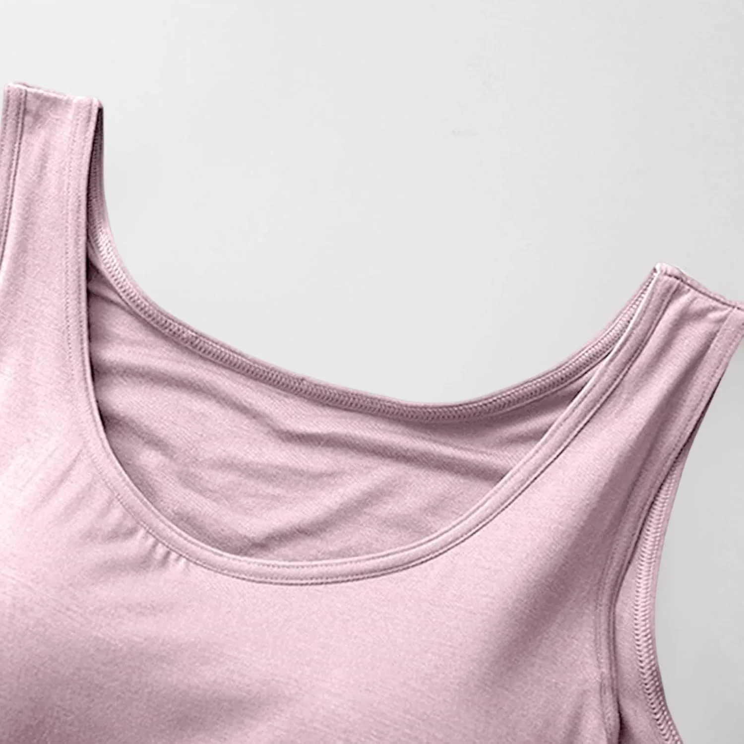 Womens Modal Built-in Bra Summer Basic Padded Yoga Shirt Shelf Bras Workout Camisole Casual Modal Undershirt