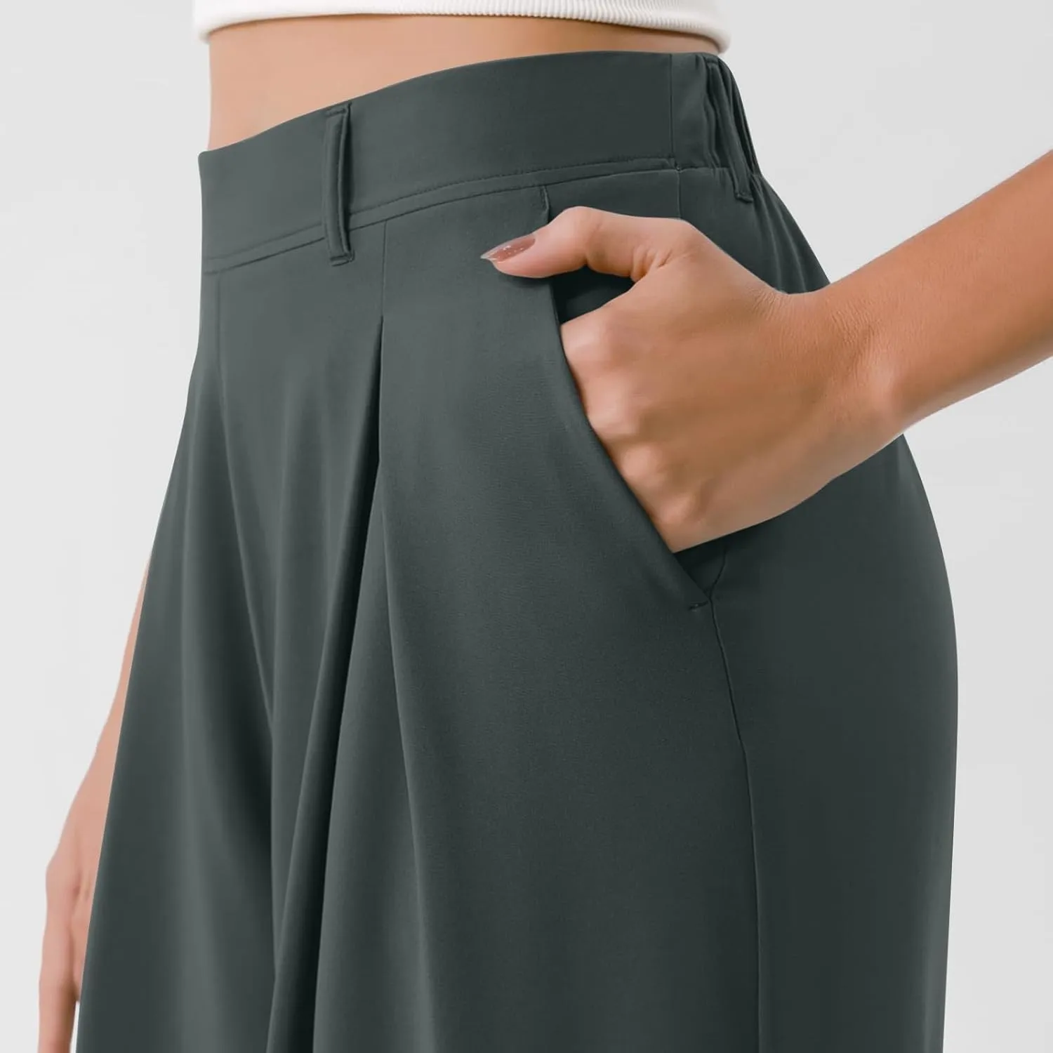 Women's Pants Formal Straight Slacks High Waist Loose Casual Pants Wide Leg Fashion Trousers with Pockets