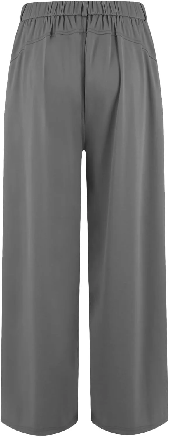 Women's Pants Formal Straight Slacks High Waist Loose Casual Pants Wide Leg Fashion Trousers with Pockets