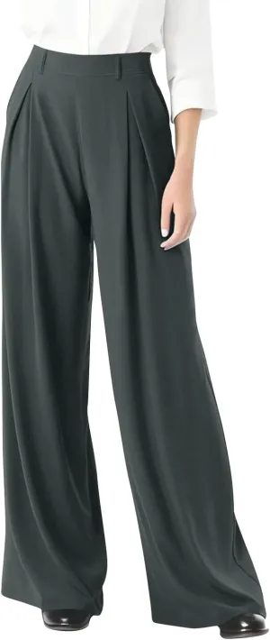 Women's Pants Formal Straight Slacks High Waist Loose Casual Pants Wide Leg Fashion Trousers with Pockets