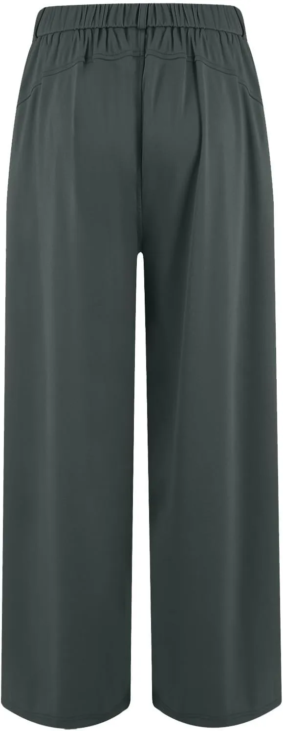 Women's Pants Formal Straight Slacks High Waist Loose Casual Pants Wide Leg Fashion Trousers with Pockets